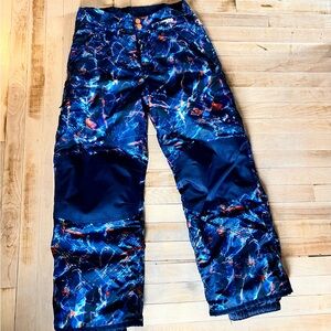 Champion Kids' Blue Patterned insulated snow pants, size large, 12-14